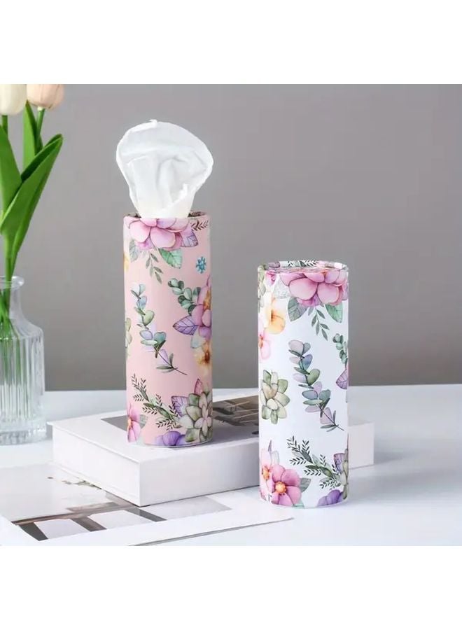 Floral Tissue Paper 4 Rolls Pink And White For Car Travel Home Cup Holder Compatible - Image 2